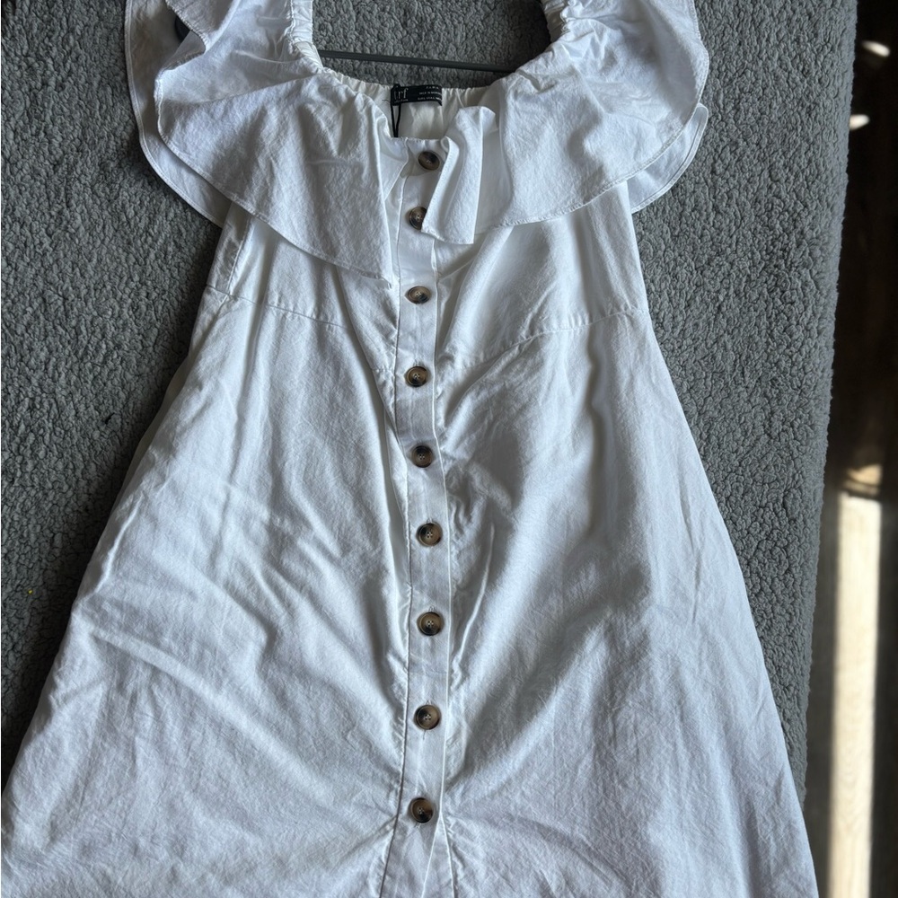 Zara White Button-Down Dress